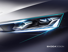 Škoda prezentuje szkice nowych reflektorów modeli Scala i Kamiq po faceliftingu