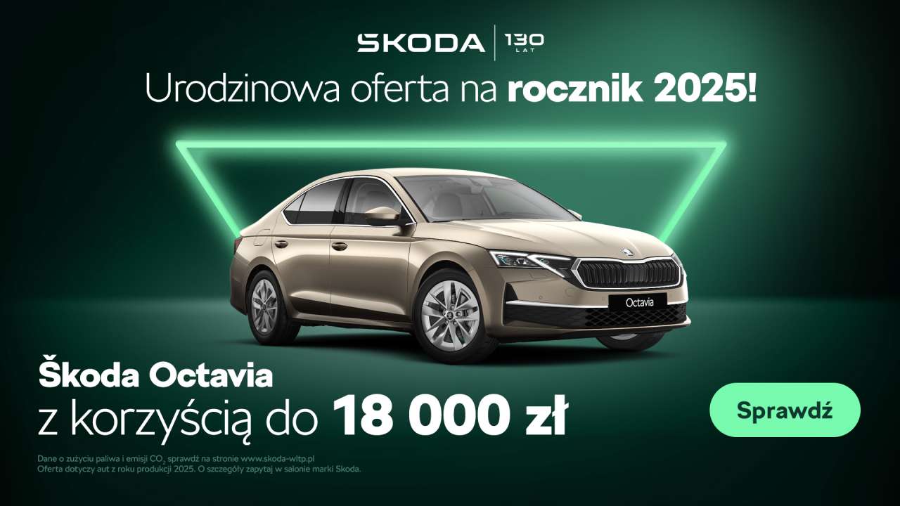 Rekordowe rabaty od Škody na nowe modele z 2025 roku! Marka przygotowała specjalną, jubileuszową ofertę na 130- lecie.