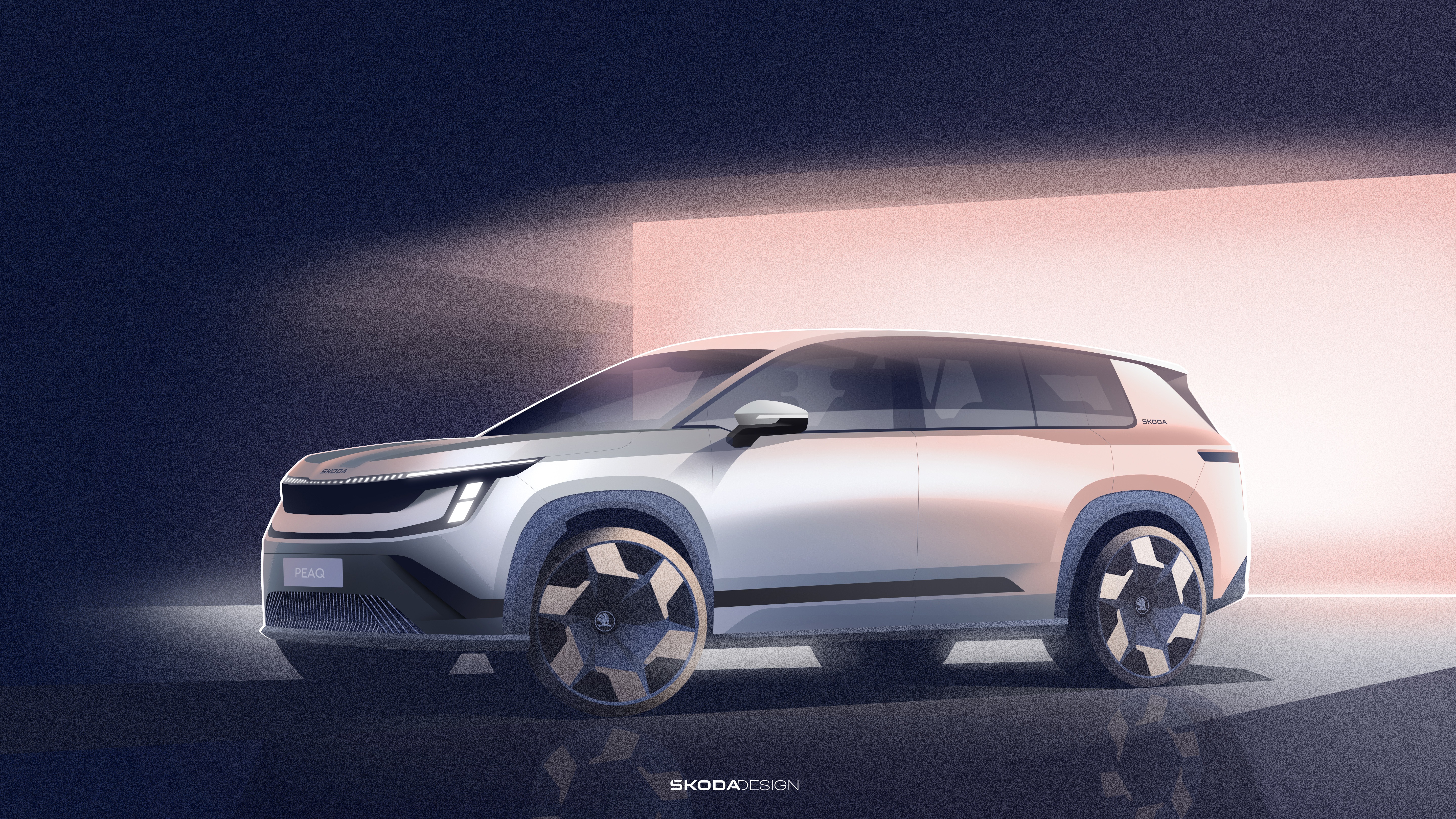 Škoda prezentuje szkice nadwozia modelu Peaq – to zupełnie nowy, elektryczny, siedmioosobowy SUV w gamie marki
