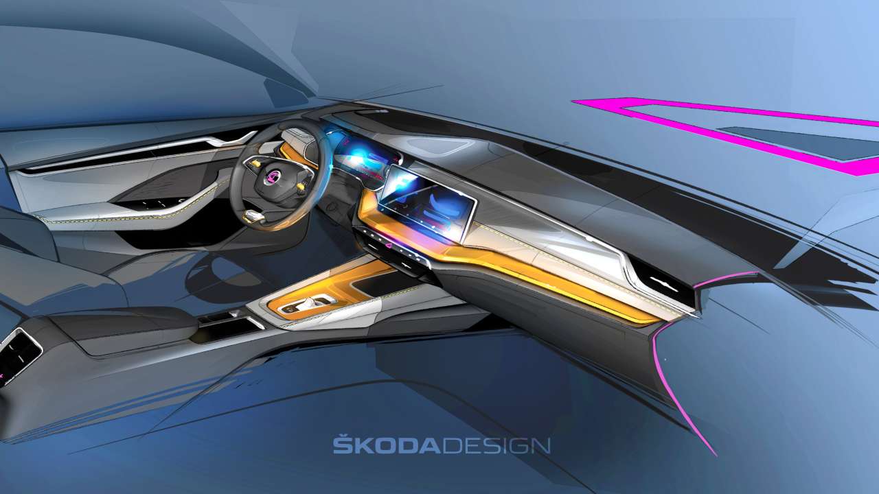 Nowa ŠKODA OCTAVIA: producent ujawnia szkice koncepcyjne wnętrza auta